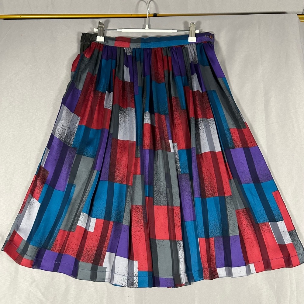 Vintage Simone Alexander Patty Woodard Womens 7 Colorblock Pleated Midi Skirt
